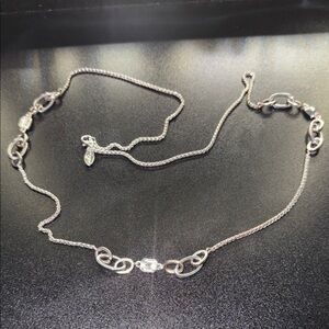 Ann Taylor Silver Linked Necklace with Clear Crystal Accents